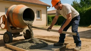 pose de lames de parquet au sol dans une piece en renovation